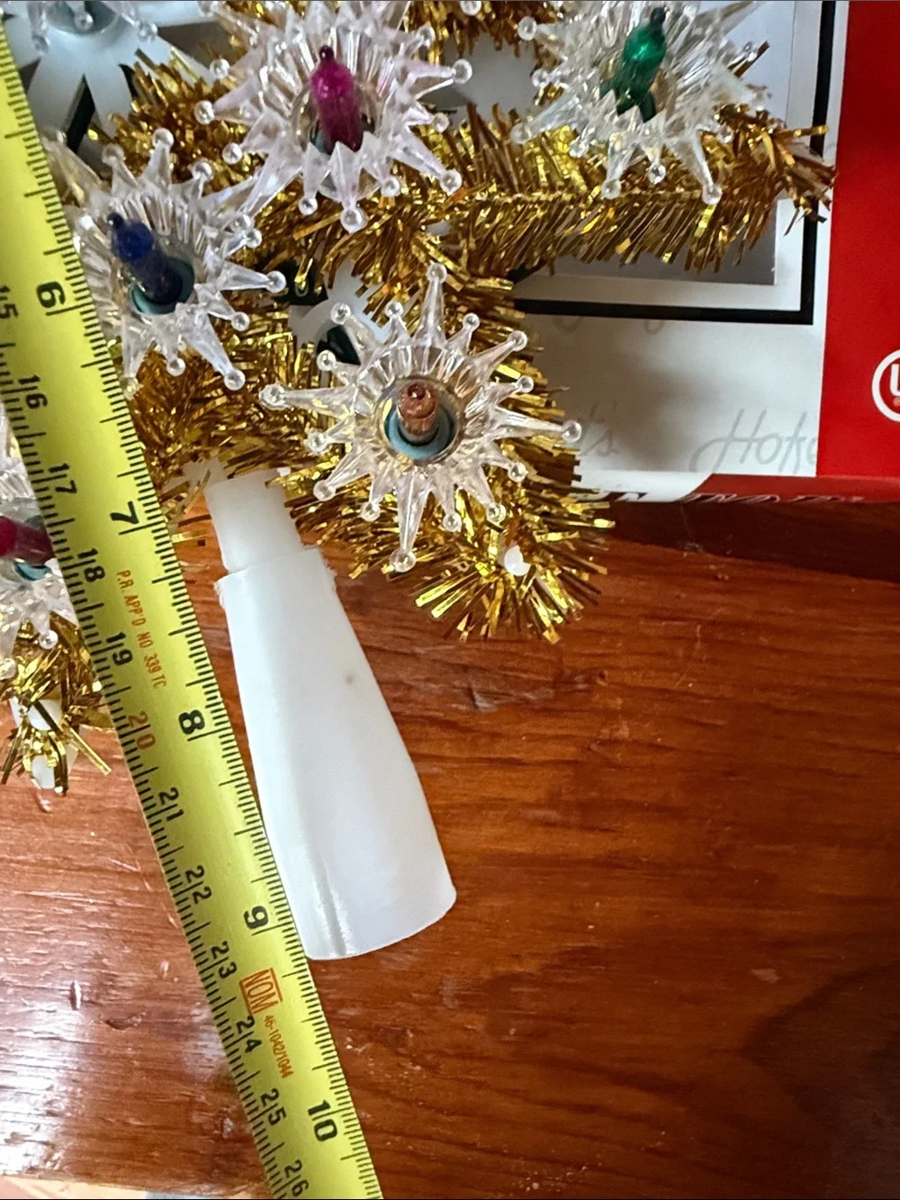 🎄 Multi Color 19-Lite Gold Tinsel and Star Tree Topper